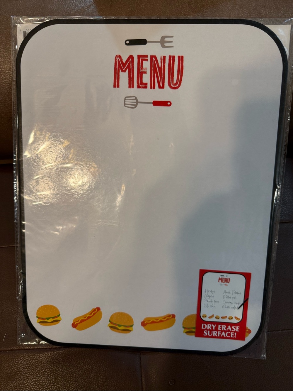 Menu Dry Erase Board - White with Red Accents